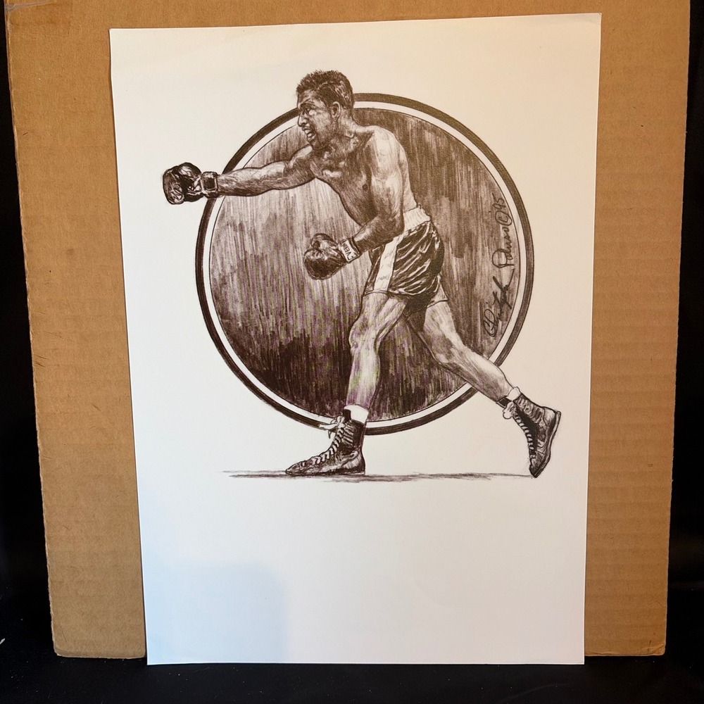 Sugar Ray Robinson Champions Magazine 1995 Pencil Mylar Print Boxing Art 8.5x11